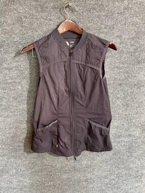 Adar Responsive Collection Scrub Vest Womens Small Gray Quilted Zip Pockets